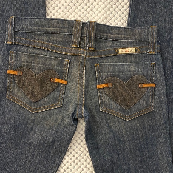 Frankie B. Blue Denim Jeans with Heart Pockets - Picture 2 of 7